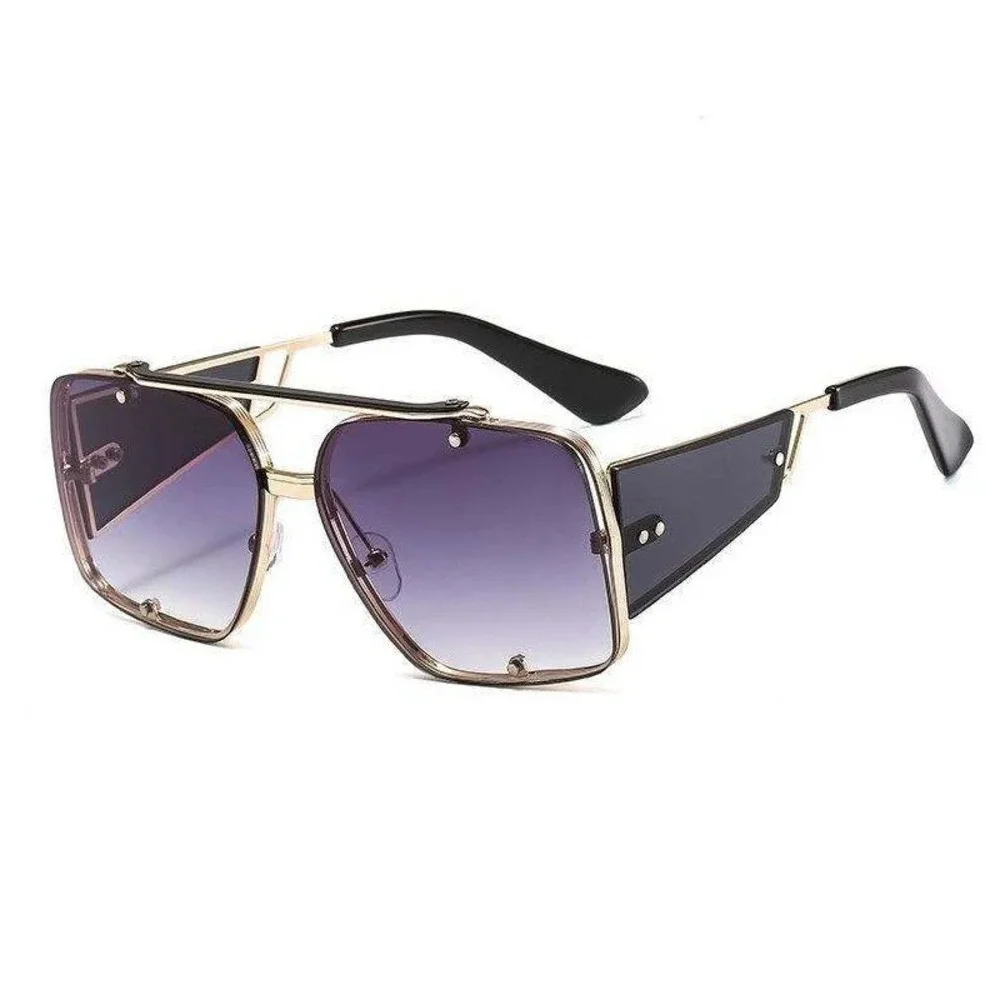Men Sunglasses Designer Sqyare Gold Frame Black Accents Fashion UV400 Lentes New